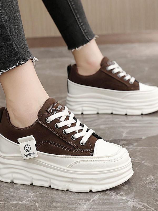 Women's Fashionable Low Top Platform Sneakers, Casual Comfortable Breathable Sports Shoes, All-match Round Toe Shoes for Daily Wear