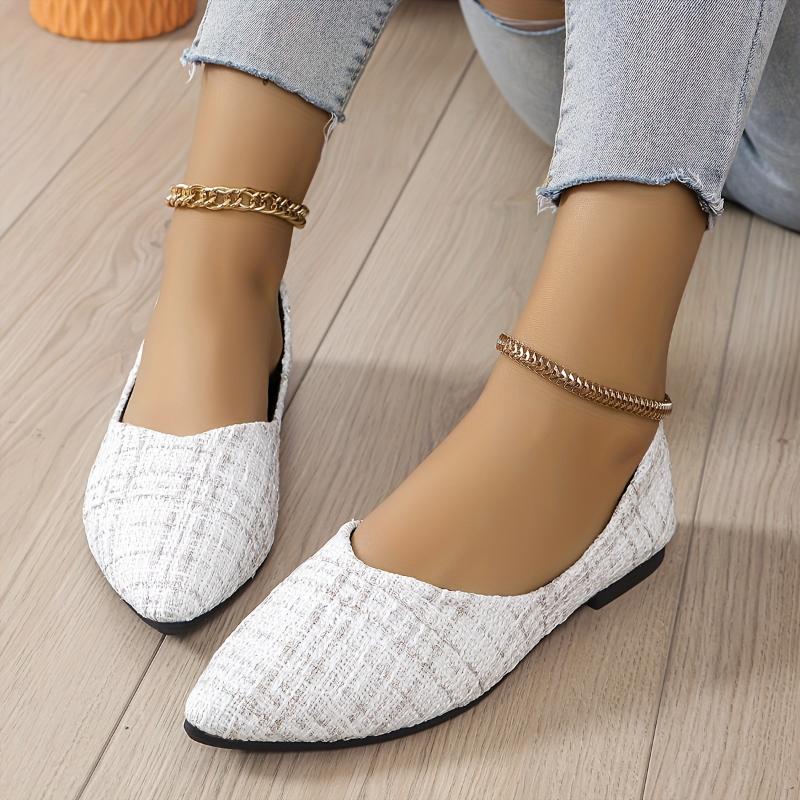 Women's Plaid Pattern Flat Shoes, Casual Point Toe Slip On Shoes, Lightweight & Comfortable Shoes