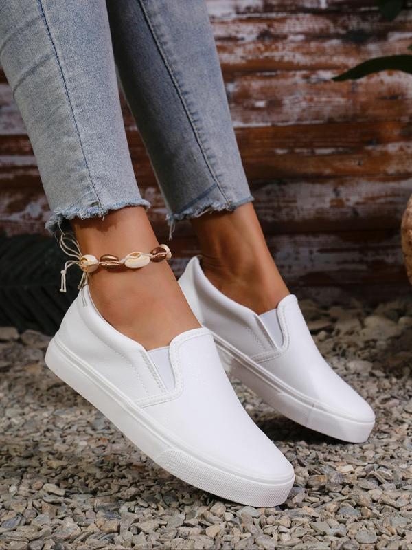 Women's Fashionable Plain Color Slip on Sneakers, Casual Comfortable Low Top Shoes for Daily Wear, Female All-match Round Toe Shoes for Daily Wear