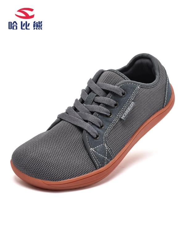 Men's Sporty Low Top Minimalist Sneakers As Gift, Casual Comfortable Lace Up Flat Barefoot Designer Sneakers Shoes, Non-slip Lace Up Flats for Daily Life As Gift, Fall Outfits, Fall Freshness