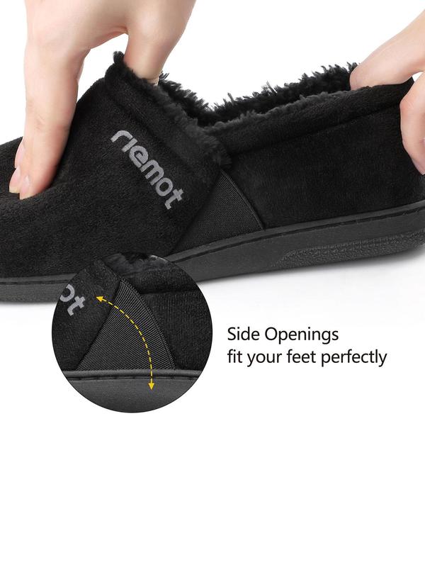 Men's Casual Solid Color Suede Moccasin Slippers, Cozy Memory Foam House Slippers with Anti Skid Rubber Sole, Warm House Shoes for Men