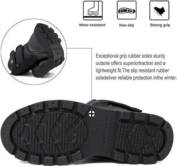 Mens Snow Boots Womens Winter Boots Waterproof Fur Lined Warm Lightweight Ankle Boots High Top Slip On Anti-Slip Casual Outdoor Shoes Booties