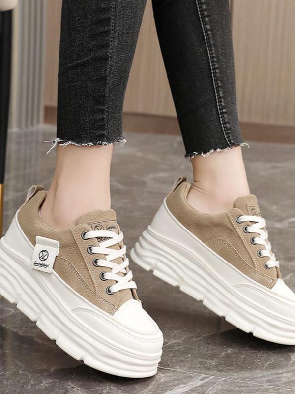 Women's Fashionable Low Top Platform Sneakers, Casual Comfortable Breathable Sports Shoes, All-match Round Toe Shoes for Daily Wear