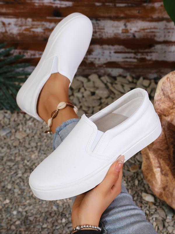 Women's Fashionable Plain Color Slip on Sneakers, Casual Comfortable Low Top Shoes for Daily Wear, Female All-match Round Toe Shoes for Daily Wear