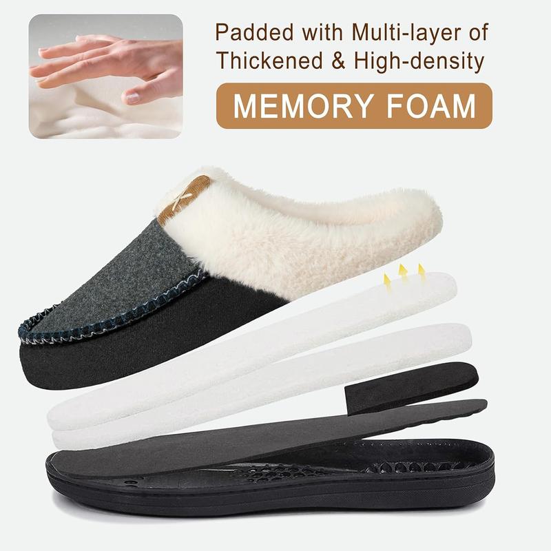 Men's Memory Foam Slippers,Fuzzy Wool-Like Plush Fleece Lined House Shoes Indoor Outdoor Slippers for men, Anti-Skid Rubber Sole Home Bedroom Slippers