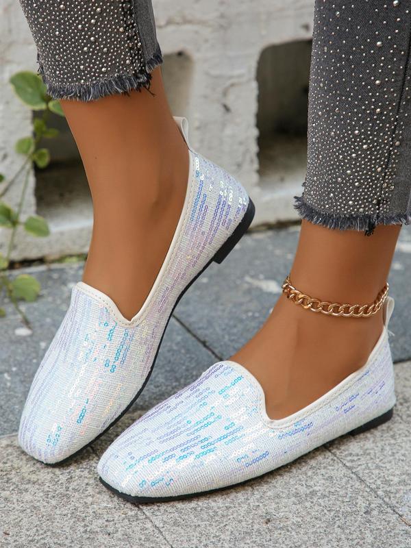 Women's Elegant Contrast Sequin Design Slip on Flats (1 Pair), Casual Soft Comfortable Flat Shoes for Spring & Fall, Fashion Shoes for Party, Daily Clothing Decor