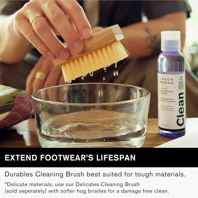 Jason Markk Essential Kit, Shoe Cleaner, 2-Piece Set, Deep Cleaning Solution & Durables Brush, Sneaker Care, Ideal for Footwear, Safe for Leather, Suede, Nubuck, Cotton, Knits, 4oz