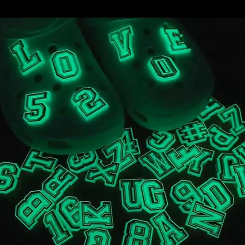 Glow in the Dark Shoe Alphabet and Number Charms Jibbits for Crocs