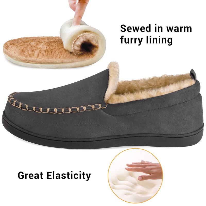 Men's Moccasin Slippers Fuzzy House father Shoes Fluffy Fur Home Warm Memory Foam Indoor Outdoor Walking Shoes Footwear