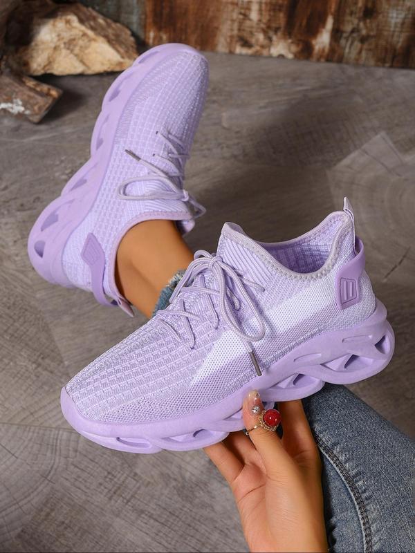 Women's Fashion Lace Up Low Top Blade Soles Sneakers, Casual Breathable Comfortable Sports Running Walking Shoes, All-match Round Toe Chunky Sneakers for Daily Wear