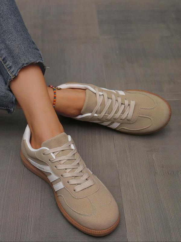 Women's Fashionable Patchwork Low Top Lace Up Casual Sneakers, Casual Comfortable Sports Shoes for Daily Wear, Female All-match Round Toe Shoes for Fall