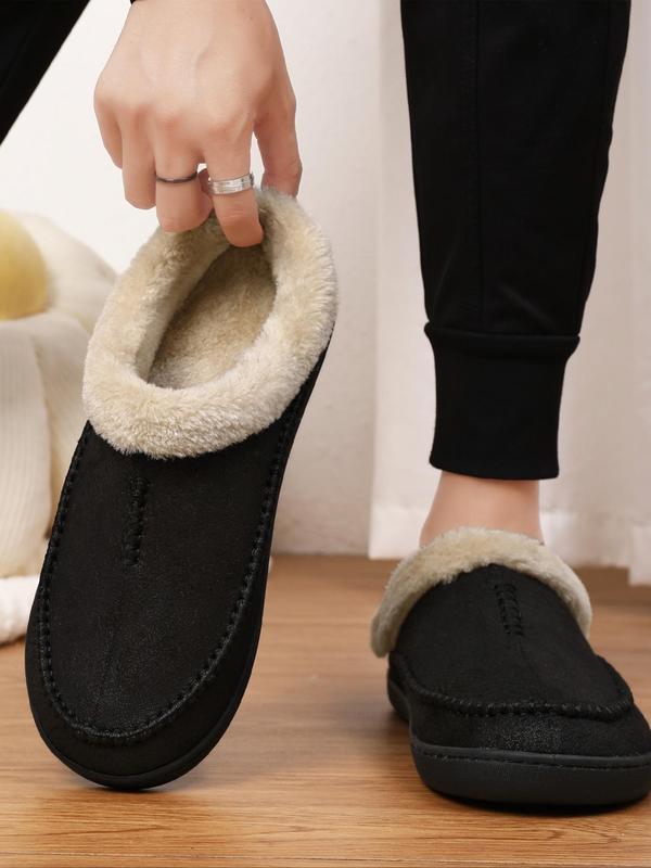 Men's Simple Solid Slippers, Casual Comfortable Home Slippers, Warm Slippers for Indoor & Outdoor Use for Fall & Winter