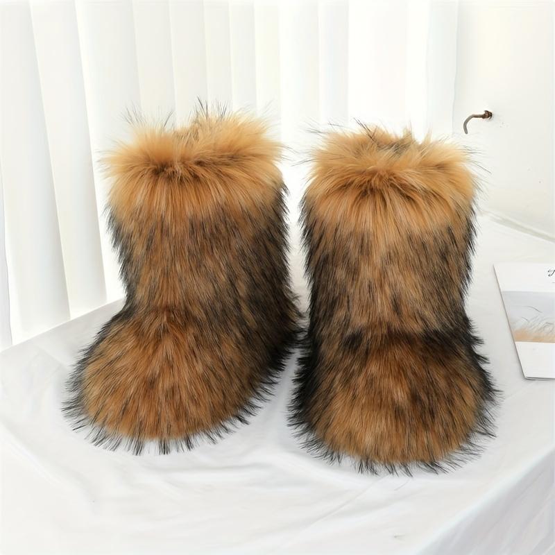 Cozy Faux Fur High-Top Boots - Soft Plush Lined, Warm, Comfortable, Fuzzy, Snow-Ready, Y2k-Inspired Winter Boots for Women - Perfect for Cold Weather, Casual Outings, and Trendy Fashion Statements