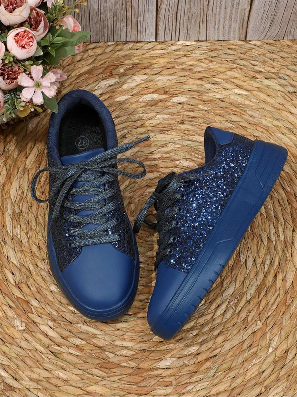 Men's Fashionable Glitter Low Top Sneakers, Casual Comfortable Breathable Skate Shoes, Male All-match Round Toe Shoes for Daily Wear