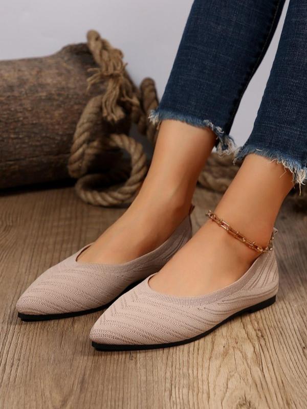 Women's Fashionable Solid Color Flat Shoes, Summer Casual Comfortable Breathable Pointed Toe Flats