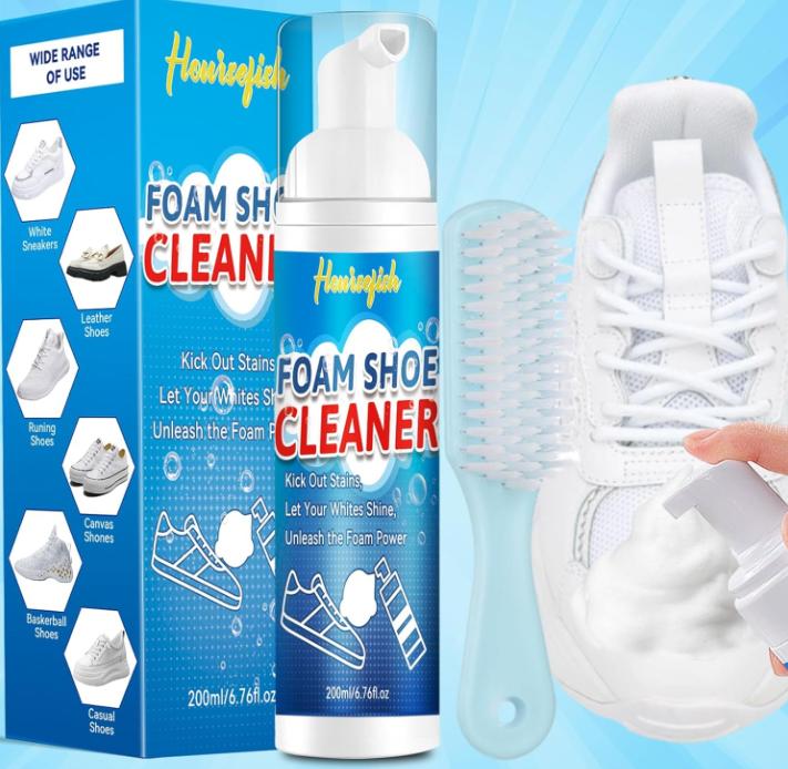 Shoe Cleaning, 6.76 Oz White Shoe Cleaner with Brush and Towel, Shoe Cleaner Sneakers Cleaning Dirt and Stain, Sneaker Cleaning kit for White Shoes, Suede, Leather, Knit, Boots, Canvas, Fabric