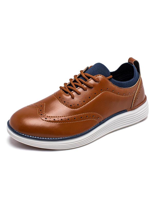 Men's Business Style Plain Color Lace Up Shoes, Casual Comfortable Round Toe Shoes for Daily Wear, Perfect for Men for Outdoor & Office