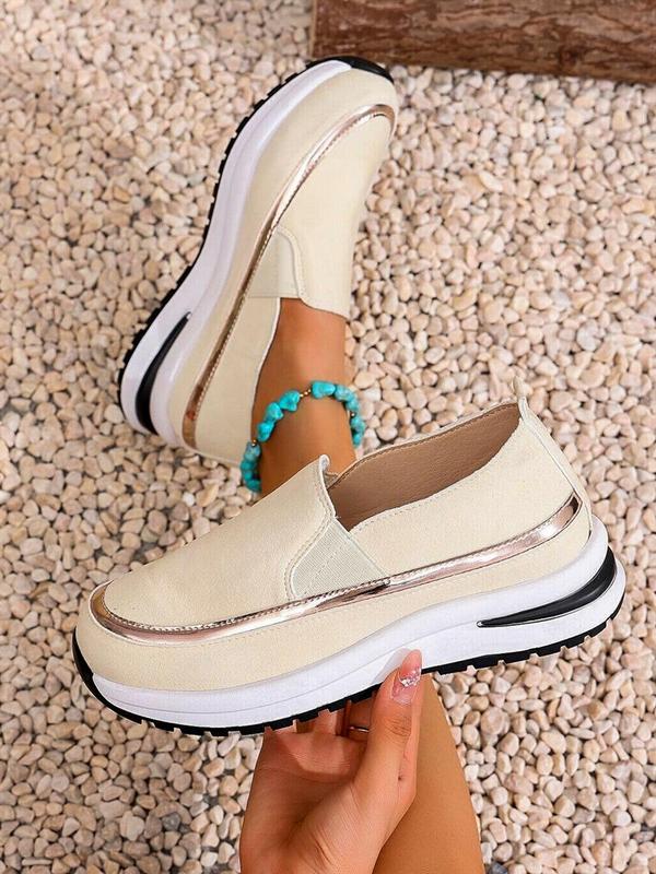 Women's Fashionable  Slip on Platform Sneakers, Casual Comfortable Low Top Shoes for Daily Wear, Female All-match Round Toe Shoes for Daily Wear