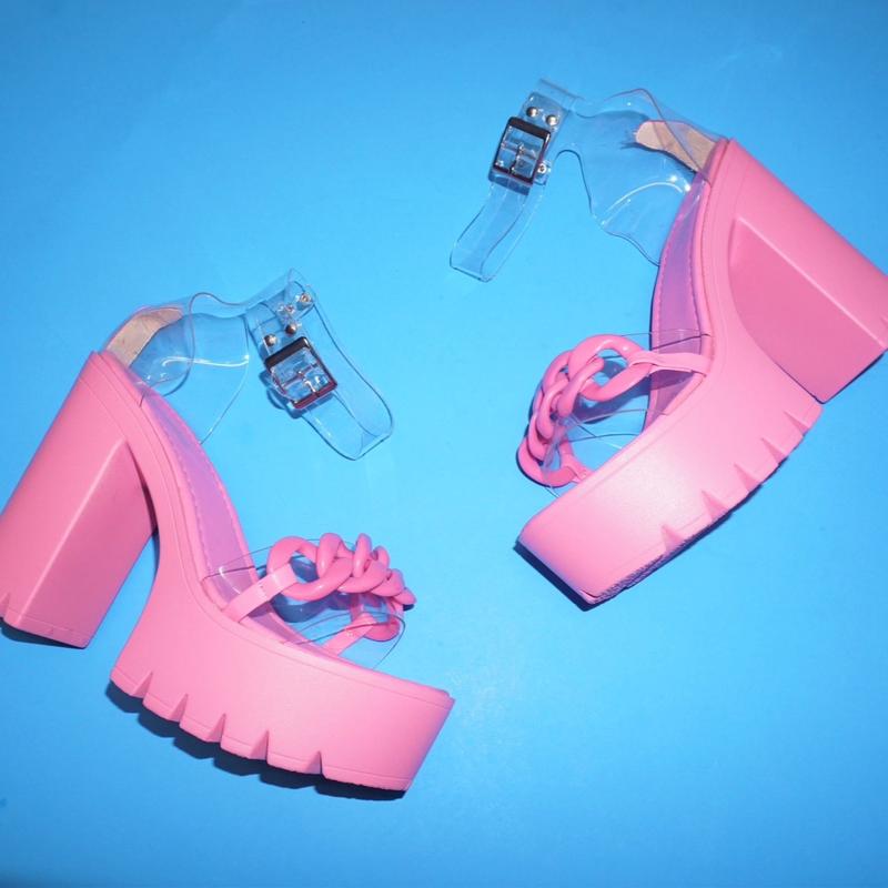 Barbie Pink Heels with Adjustable Clear Band and Lightweight Design - Fashion, Classy