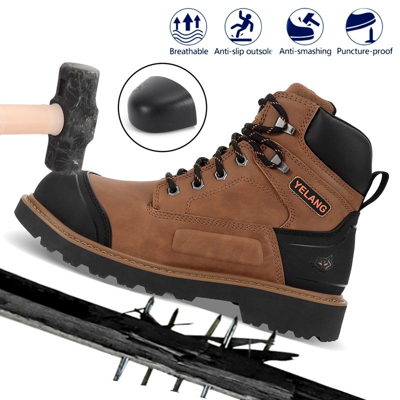 Mens Steel Toe Shoes Insulated Work Boots Anti Slip Safety Shoes Industrial Anti-Puncture Sole Steel Toe Shoes for Outdoor Work