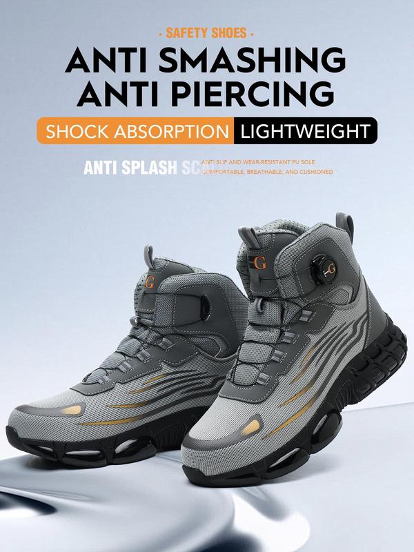 Men's Lace Up High Top Anti Piercing & Anti Smashing Safety Shoes, Lightweight Steel Toe Work Shoes, Non Slip Safety Shoes for Outdoor Work Steel Toe Shoes