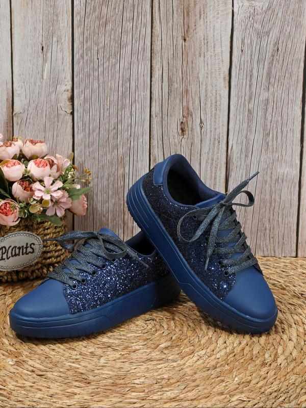 Men's Fashionable Glitter Low Top Sneakers, Casual Comfortable Breathable Skate Shoes, Male All-match Round Toe Shoes for Daily Wear