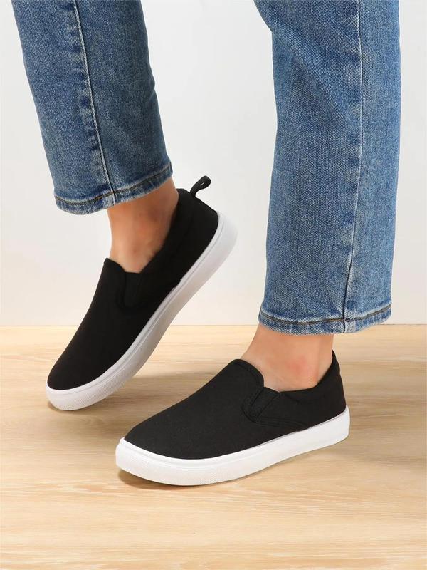 Summer 2024 Solid Color Canvas Skate Shoes, Minimalist Low Top Slip-ons, Walking Shoes, Girl Footwear, Shoes for Women, Fall Shoes