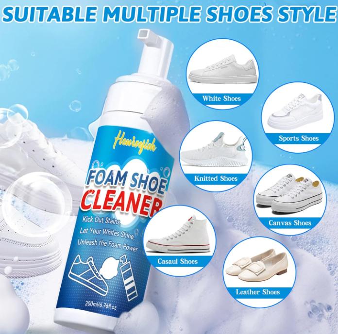 Shoe Cleaning, 6.76 Oz White Shoe Cleaner with Brush and Towel, Shoe Cleaner Sneakers Cleaning Dirt and Stain, Sneaker Cleaning kit for White Shoes, Suede, Leather, Knit, Boots, Canvas, Fabric