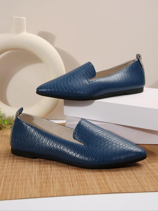 Women's Fashionable Textured Slip on Flats, Casual Comfortable Pointed Toe Loafers for Daily Wear, Lightweight Breathable Shoes for Women & Girls