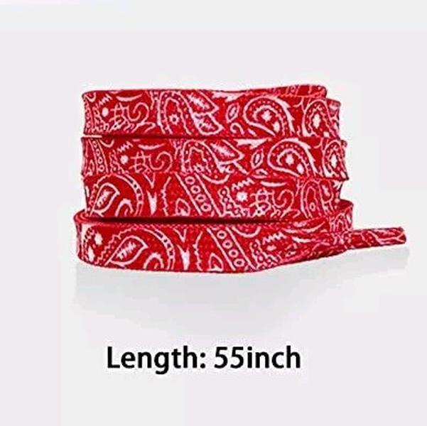 Red 55 inch Shoelaces with Bandana Print Design