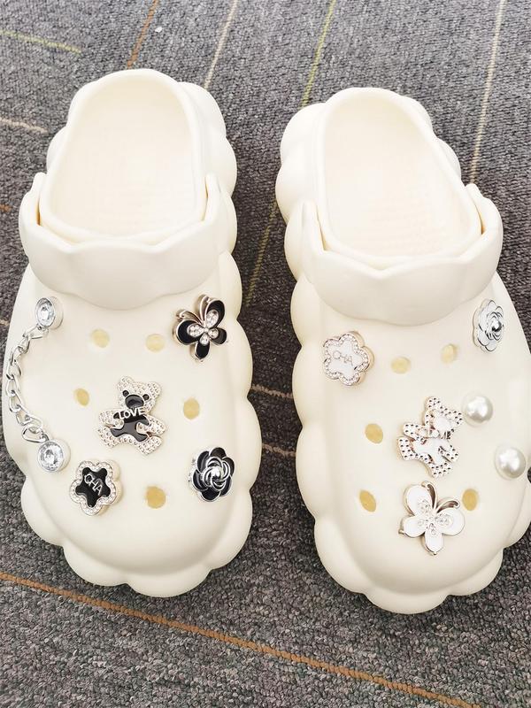 Faux Pearl & Rhinestone Decorated Shoe Charms, 11 Pcs Cute Bear Design Shoe Decoration Charms, Fashionable Shoes Decoration Accessories for Women & Girls