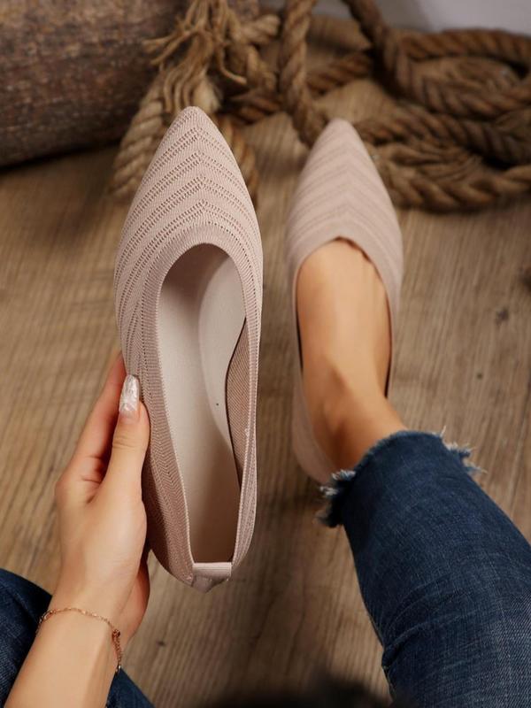 Women's Fashionable Solid Color Flat Shoes, Summer Casual Comfortable Breathable Pointed Toe Flats