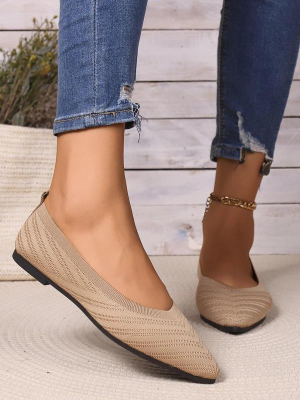 Women's Fashionable Solid Color Flat Shoes, Summer Casual Comfortable Breathable Pointed Toe Flats