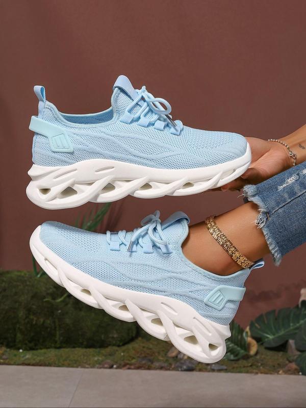 Women's Fashionable Lace Up Blade Sole Sneakers, Casual Comfortable Sports Running Shoes, Female All-match Round Toe Shoes for Daily Wear