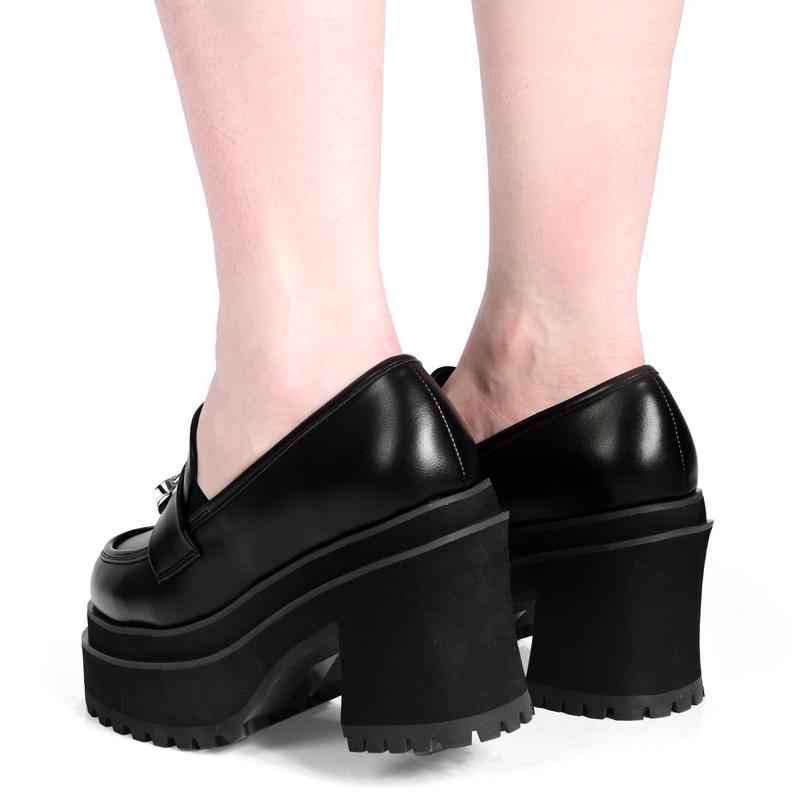 Sabrina Black Platform Loafer Shoes