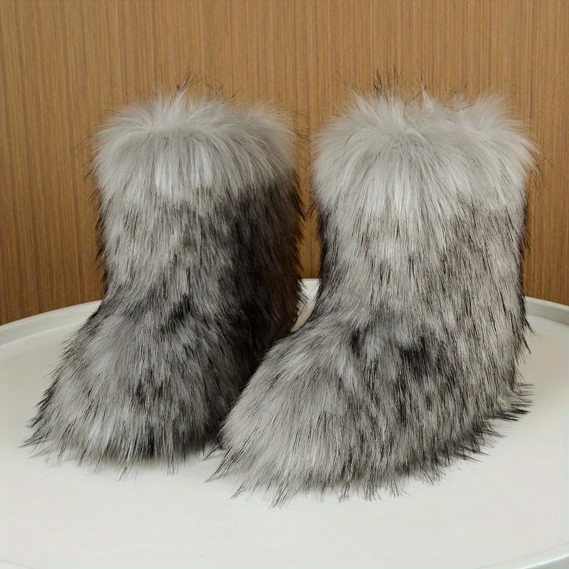 Cozy Faux Fur High-Top Boots - Soft Plush Lined, Warm, Comfortable, Fuzzy, Snow-Ready, Y2k-Inspired Winter Boots for Women - Perfect for Cold Weather, Casual Outings, and Trendy Fashion Statements