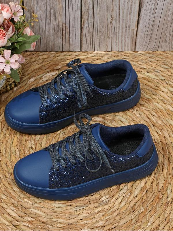 Men's Fashionable Glitter Low Top Sneakers, Casual Comfortable Breathable Skate Shoes, Male All-match Round Toe Shoes for Daily Wear