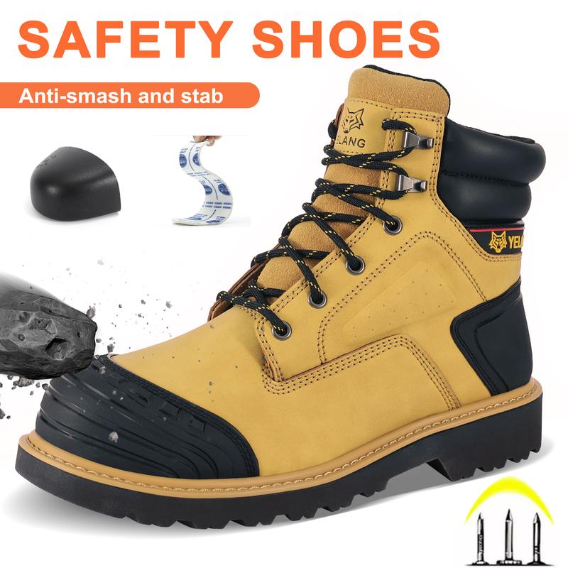 Mens Steel Toe Shoes Insulated Work Boots Anti Slip Safety Shoes Industrial Anti-Puncture Sole Steel Toe Shoes for Outdoor Work