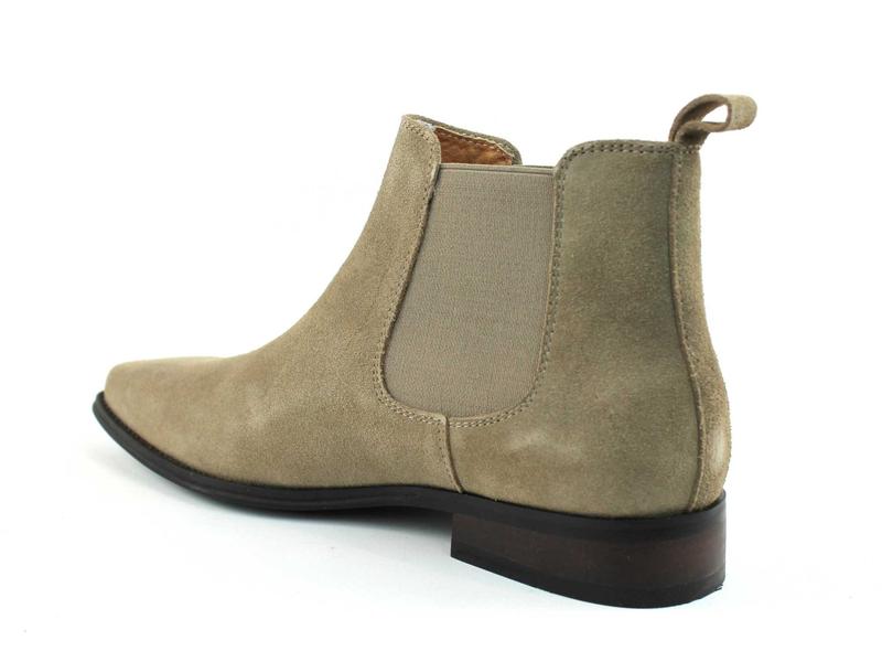 Men's Real Suede Tan Chelsea Boots Ankle High Pull On Round Toe Slip Resistant Block Heel AZARMAN