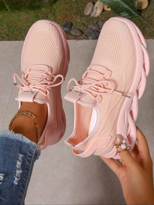 Women's Fashionable Lace Up Blade Sole Sneakers, Casual Comfortable Sports Running Shoes, Female All-match Round Toe Shoes for Daily Wear