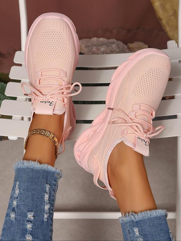 Women's Fashionable Lace Up Blade Sole Sneakers, Casual Comfortable Sports Running Shoes, Female All-match Round Toe Shoes for Daily Wear