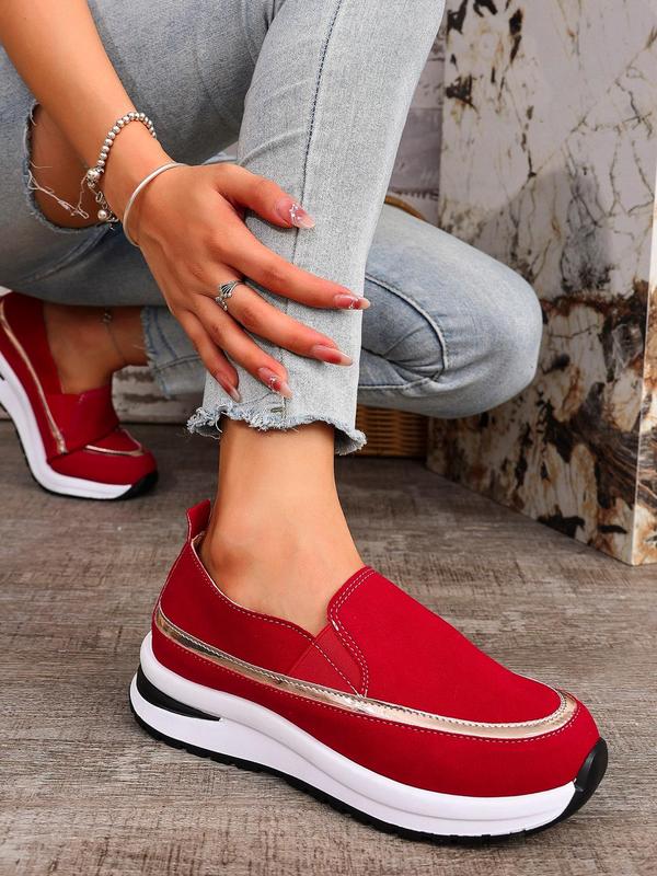 Women's Fashionable  Slip on Platform Sneakers, Casual Comfortable Low Top Shoes for Daily Wear, Female All-match Round Toe Shoes for Daily Wear