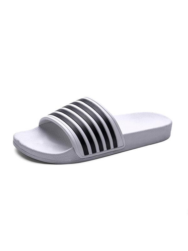 Men's Casual Striped & Star Pattern Slides, Fashionable Comfortable Bathroom Slippers, Trendy Slippers for Indoor & Outdoor Wear