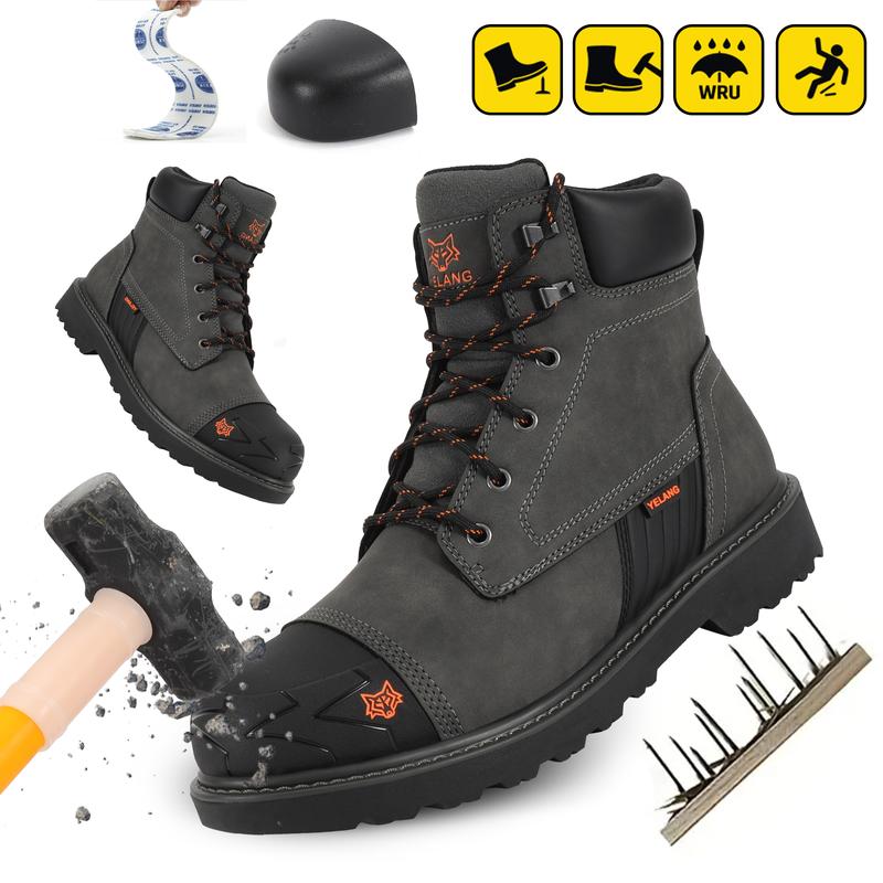 Mens Steel Toe Shoes Insulated Work Boots Anti Slip Safety Shoes Industrial Anti-Puncture Sole Steel Toe Shoes for Outdoor Work