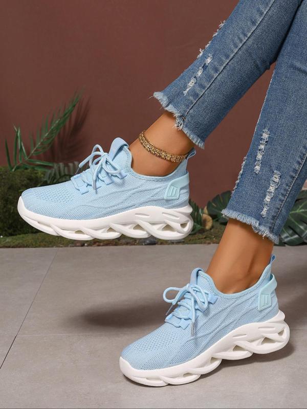 Women's Fashionable Lace Up Blade Sole Sneakers, Casual Comfortable Sports Running Shoes, Female All-match Round Toe Shoes for Daily Wear