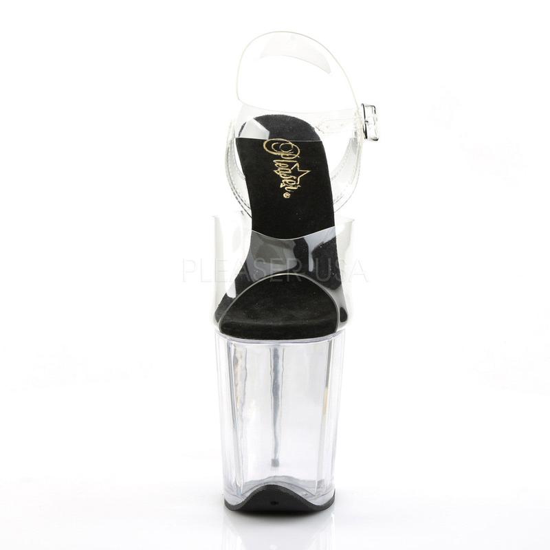 Pleaser FLAMINGO-808 Clear-Black Ankle Strap Sandals