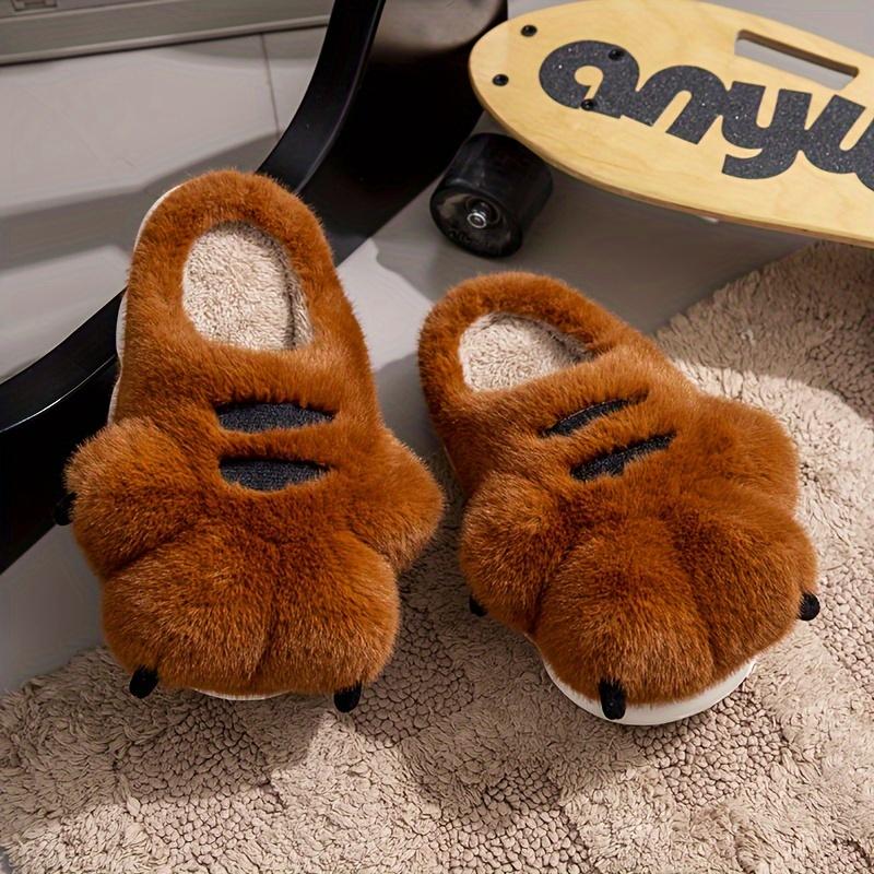 Non-slip Warm Cozy Furry Slippers for Men - Trendy Cute Funny Animal Claw Design Slip On Home Shoes for Autumn and Winter