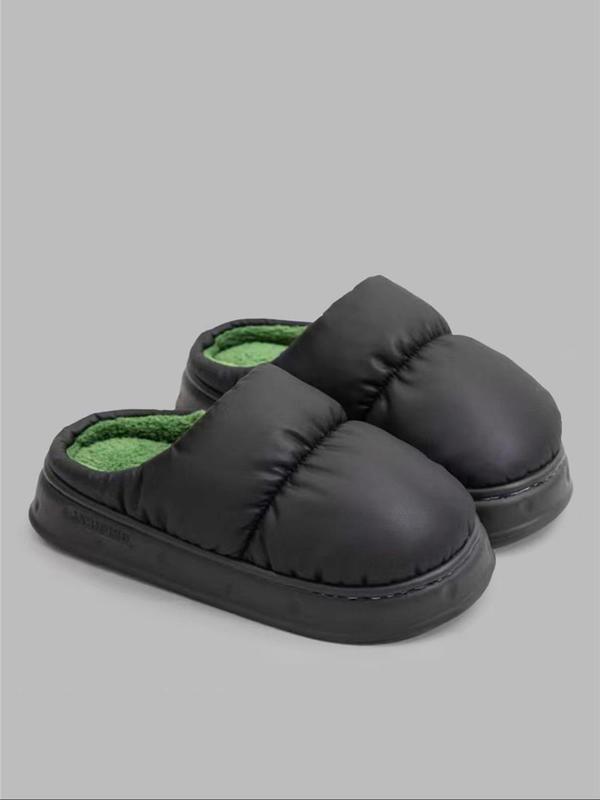 Women's Faux Fur Lined  Puffer Slippers, Casual Soft Comfortable Home Slippers, Warm Slippers for Indoor & Outdoor Use for Fall & Winter