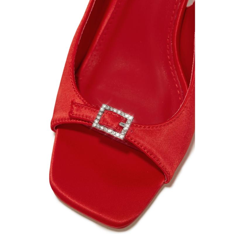 Ella Peep Toe Single Sole Heels - Red