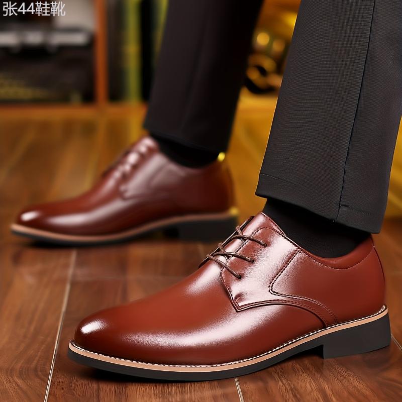 Men's Round Toe Lace-Up Derby Shoes, Wear-resistant Non-Slip Formal Shoes For Wedding Party Business, Middle Aged Men's Footwear Boy Walking Shoes